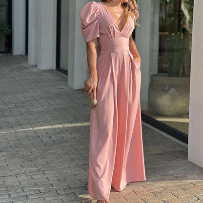 Woman Jumpsuit Wide-led Lightweight Soft Silky Breathable Jumpsuit