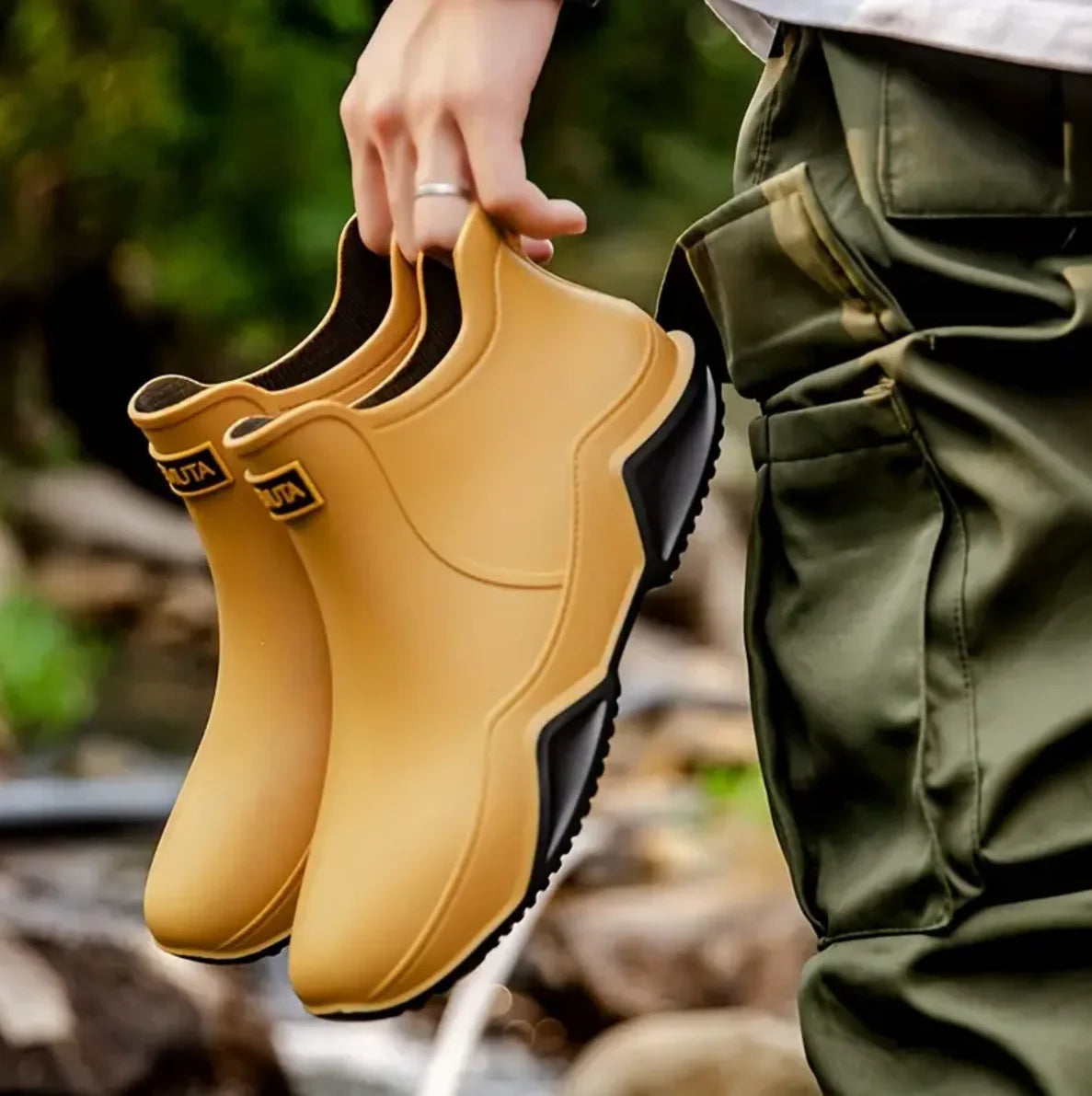 Trendy Outdoor Kitchen Non-slip Rain Boots, Rain Shoes Rubber Shoes Water Shoes Fishing Shoes For W