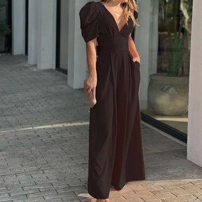 Woman Jumpsuit Wide-led Lightweight Soft Silky Breathable Jumpsuit
