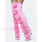 Pink Suede Fur Thigh High Boots