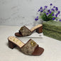 Women canvas metal buckle high-heeled slippers