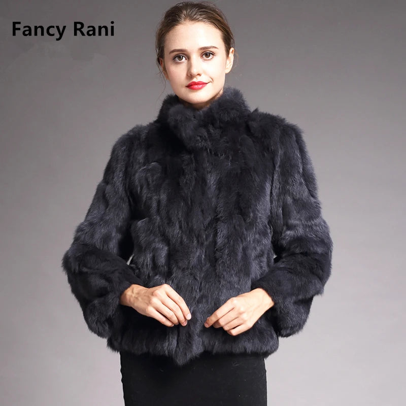 Natural Rabbit Fur Coat Women Winter Jacket Real Leather And Fur
