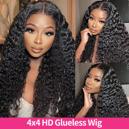 Curly 5x5 Glueless Lace Front Wig 100% Human Hair 13x6 HD Deep Wave Lace Frontal Wigs 13x4 Water 30 40 Inch