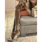 Flannel Stretch Long Boots With Metal High Heels