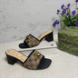 Women canvas metal buckle high-heeled slippers