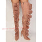 Pink Suede Fur Thigh High Boots