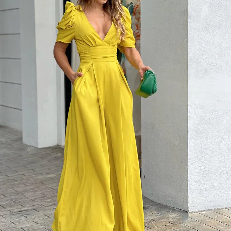 Woman Jumpsuit Wide-led Lightweight Soft Silky Breathable Jumpsuit