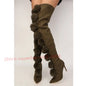 Pink Suede Fur Thigh High Boots