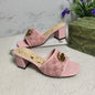 Women canvas metal buckle high-heeled slippers