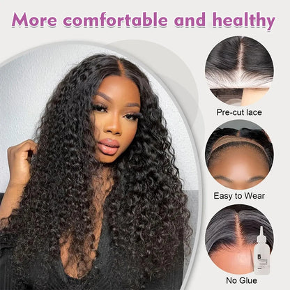 Curly 5x5 Glueless Lace Front Wig 100% Human Hair 13x6 HD Deep Wave Lace Frontal Wigs 13x4 Water 30 40 Inch