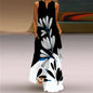 Sexy V-neck Sleeveless Dress For Women Fashion Retro Print Long Dresses With Pocket Maxi Dress