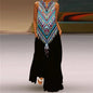 Sexy V-neck Sleeveless Dress For Women Fashion Retro Print Long Dresses With Pocket Maxi Dress