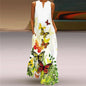 Sexy V-neck Sleeveless Dress For Women Fashion Retro Print Long Dresses With Pocket Maxi Dress
