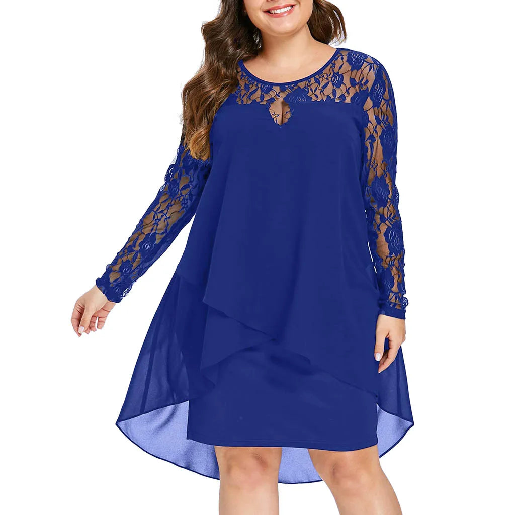 Women Sheer Lace Swing Dress