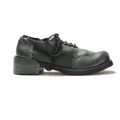 Genuine Leather Cow Shoes Men Vintage Lace-Up Casual Canvas Shoes