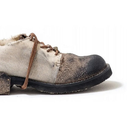 Genuine Leather Cow Shoes Men Vintage Lace-Up Casual Canvas Shoes