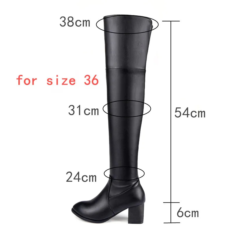 Women's Over-the-knee Boots Warm Fur  Ladies Large Size 45 48