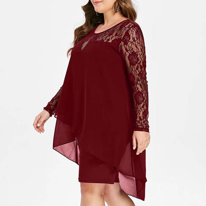 Women Sheer Lace Swing Dress