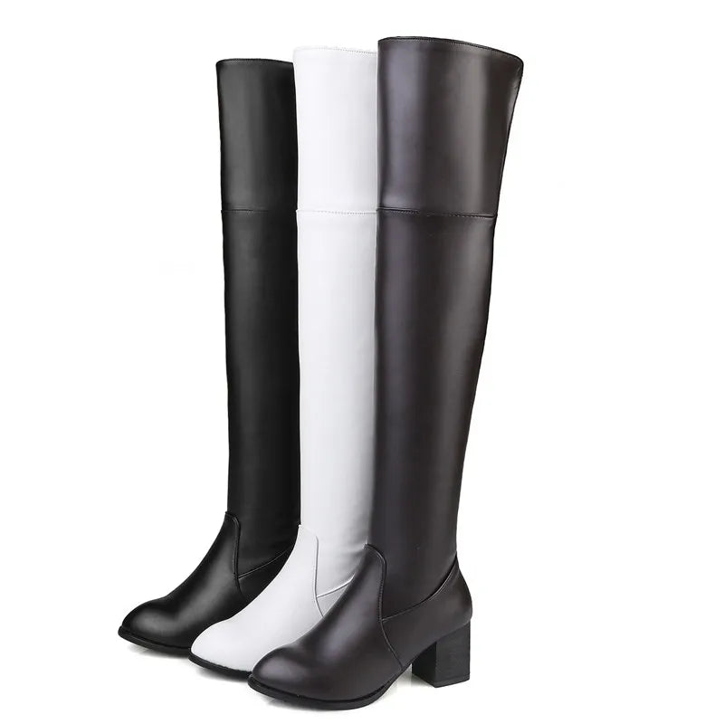 Women's Over-the-knee Boots Warm Fur  Ladies Large Size 45 48