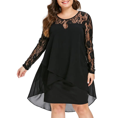 Women Sheer Lace Swing Dress