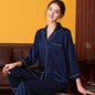 100% Mulberry Women Silk Pajamas  Long-sleeved Two-piece Couple Home Service Silk Pajamas For Lady