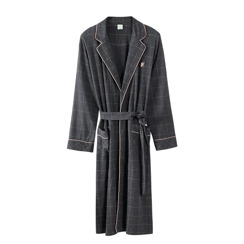 Spring/ Autumn Bathrobe Men 100% Cotton sleep top Kimono Robes  Long Bath Robe