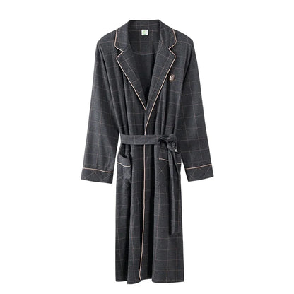 Spring/ Autumn Bathrobe Men 100% Cotton sleep top Kimono Robes  Long Bath Robe