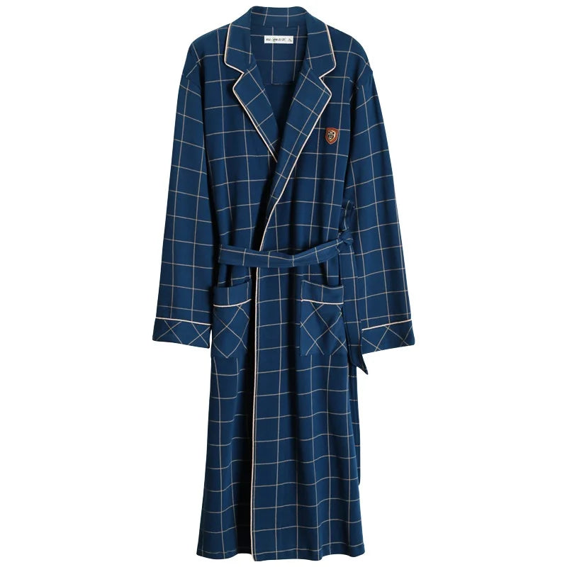 Spring/ Autumn Bathrobe Men 100% Cotton sleep top Kimono Robes  Long Bath Robe