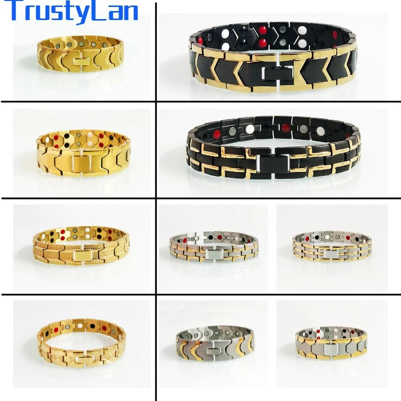 Magnetic Men's Bracelet Stainless Steel Chain Link Hand Bands Man Jewelry Gifts