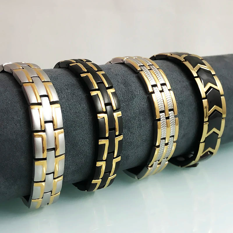 Magnetic Men's Bracelet Stainless Steel Chain Link Hand Bands Man Jewelry Gifts