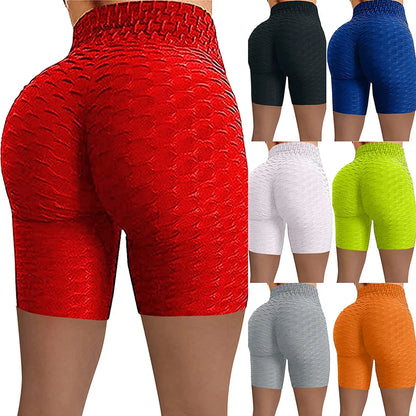 Women Sexy Push Up Yoga Shorts Solid Seamless Fitness Sports Leggings Jacquard Elastic Quick Dry Plus Size Running Tights