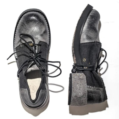 Genuine Leather Cow Shoes Men Vintage Lace-Up Casual Canvas Shoes