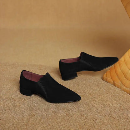 Krazing Pot Sheep Suede  Spring Shoes Thick Heels Oxford Shoes Pointed Toe