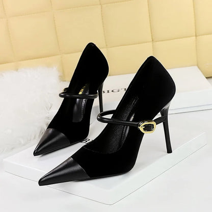 Stylish Party Pumps Embellishments T-strap Buckle Shoes