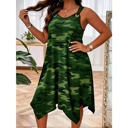 【New style】 - summer new style suspender dress fashionable  style camouflage simple design large size women's dress
