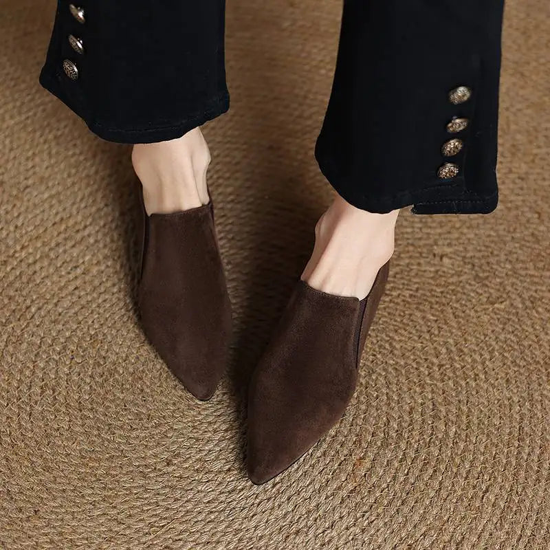 Krazing Pot Sheep Suede  Spring Shoes Thick Heels Oxford Shoes Pointed Toe