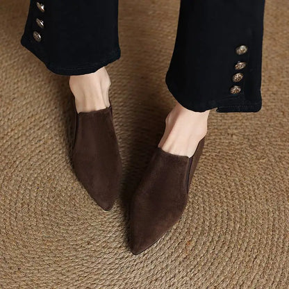 Krazing Pot Sheep Suede  Spring Shoes Thick Heels Oxford Shoes Pointed Toe