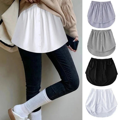 Women Extender Fake Shirt Tail Skirt Blouse Tail Hem Soft Detachable Underskirt Sweater Hemline