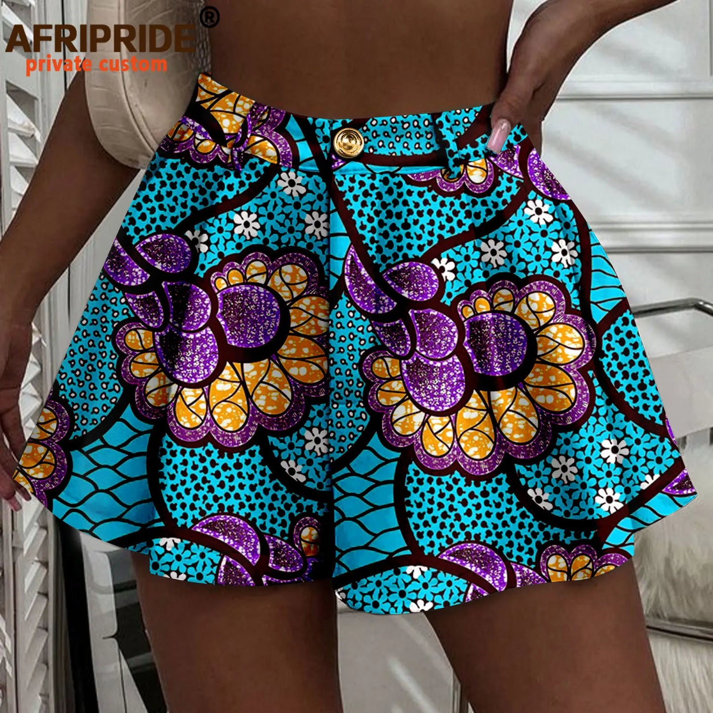 Women's Running Shorts Elastic High Waisted Shorts with Pockets  Short Pants African Ankara Print
