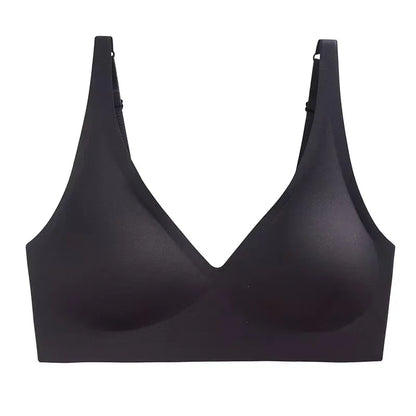 Soft Support Jelly Glue French Deep V Underwear Women's No Steel Ring Small Chest Gathered  Bra
