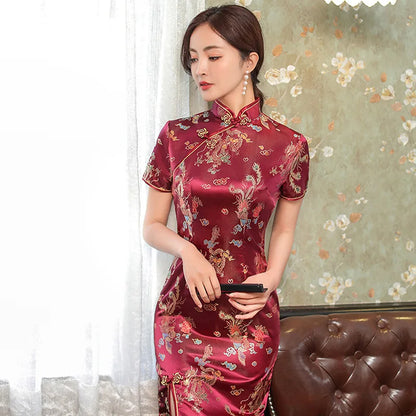 Chinese Style Sexy Women Plus Size  Dress Dragon And Phoenix Long