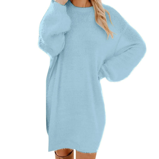 Winter Sweater Knit Crewneck Warm Long Sleeve Casual Sweatshirts Dress