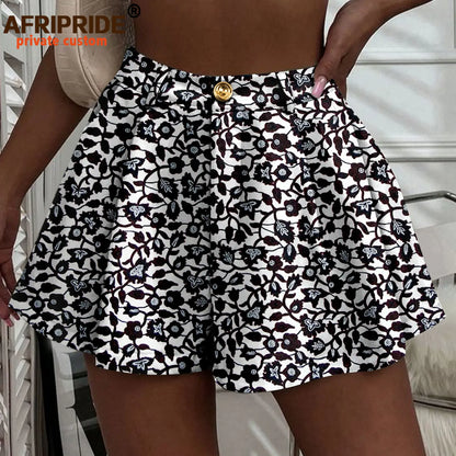 Women's Running Shorts Elastic High Waisted Shorts with Pockets  Short Pants African Ankara Print