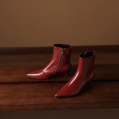 Handmade Genuine Leather Pointed Toe Ankle Boots Women's Modern Boots Women`s   High Heels Elegant Pumps
