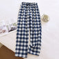 Spring and Autumn Men's Sleeper Pants 100% Cotton Checkered Pants Elastic Waist Home Pants Sleepwear