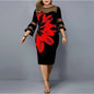 Mesh Patchwork Women Plus Size Dress Spring Vintage Floral Printed