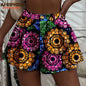 Women's Running Shorts Elastic High Waisted Shorts with Pockets  Short Pants African Ankara Print