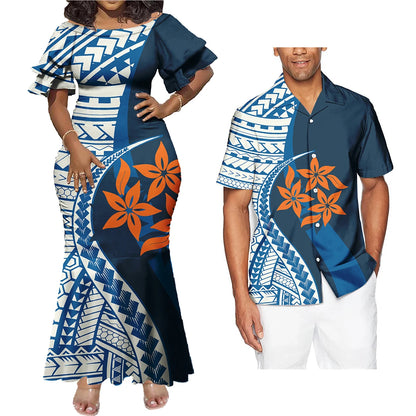Print Plus Size Women's Dresses Formal Party Casual Dress Match Shirt Men