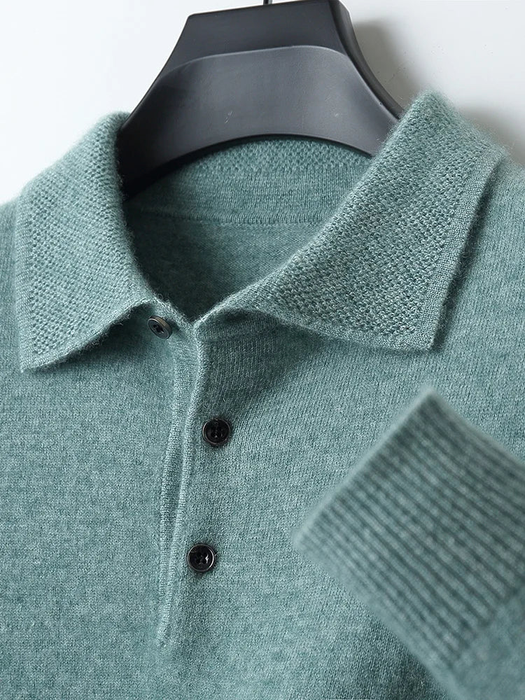 Men's  Casual Loose POLO Knitted Bottom Shirt Jacket Shirt