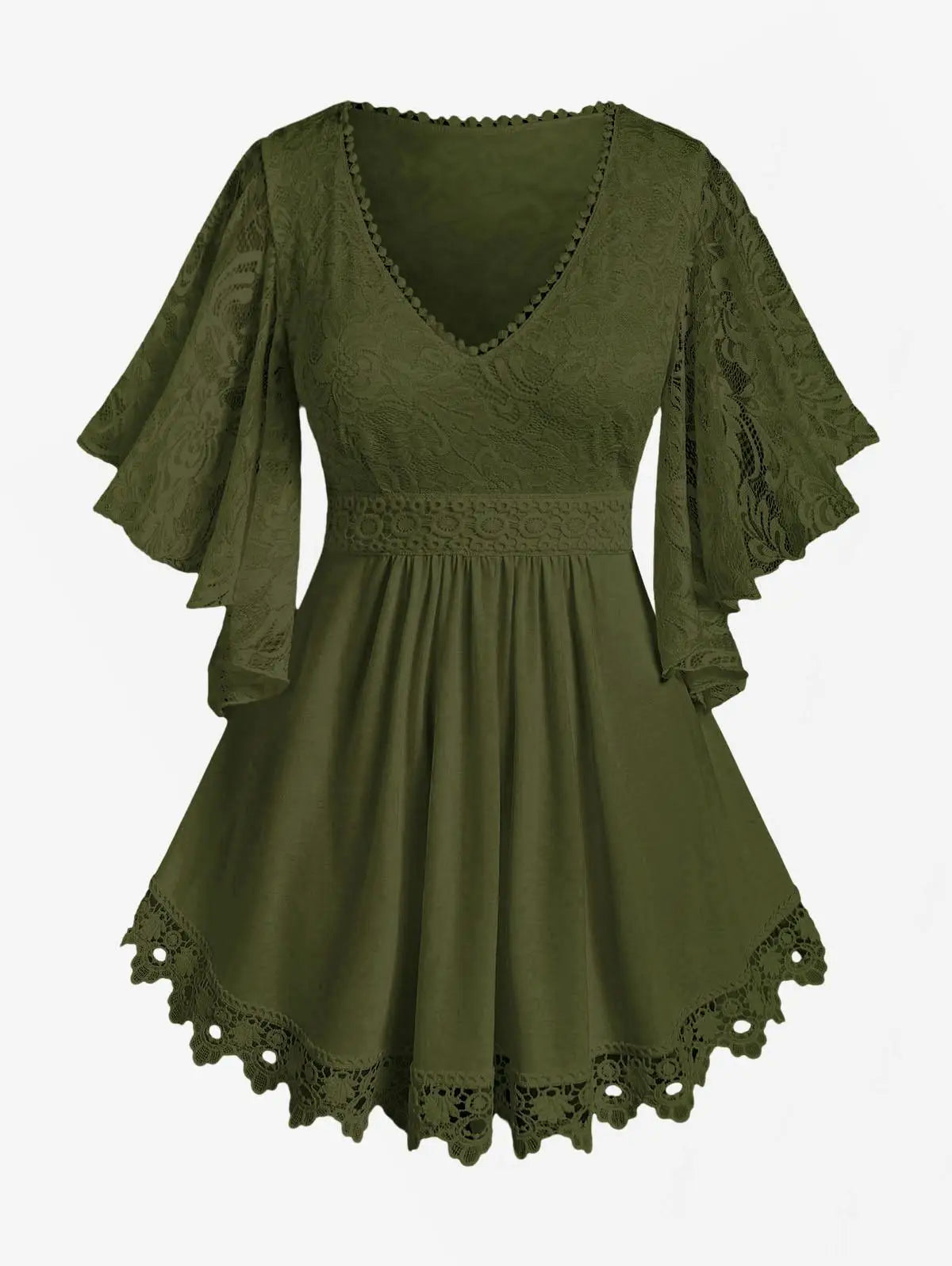 Women's Plus Size Flower Lace T-Shirt Curve Top
